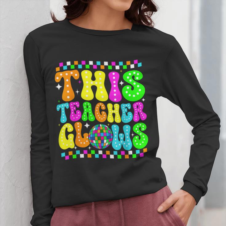 This Teacher 80s 90s Teachers's Day Glows Last Day Of School Women Long Sleeve T-Shirt, 90s Teacher Gifts, funny design This Teacher 80s 90s Teachers's Day Glows Last Day Of School Women Long Sleeve T-Shirt, 90s Teacher Gifts, funny design
