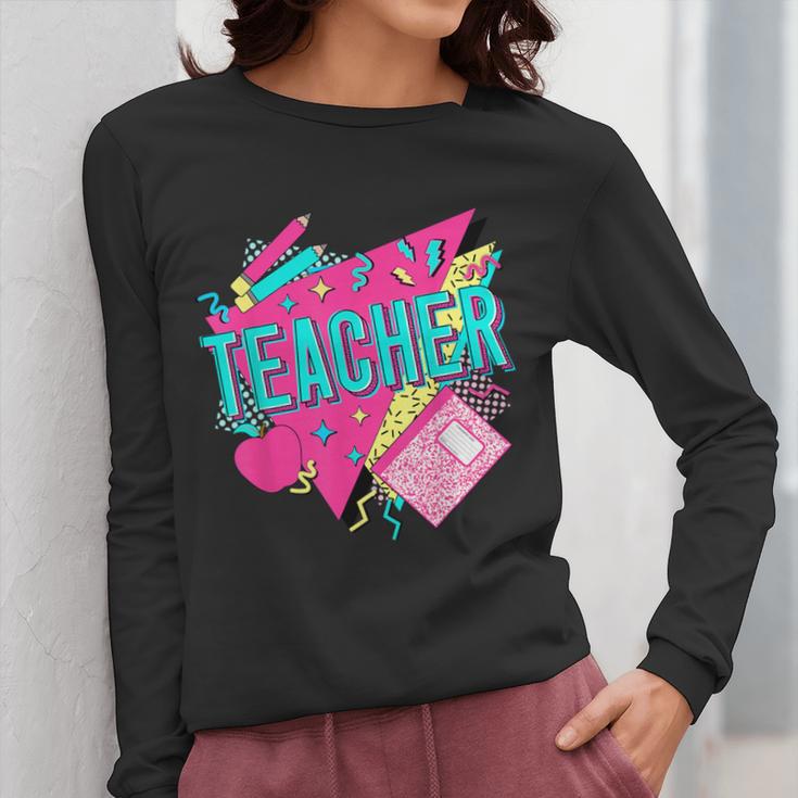 Teacher 90s Retro Colorful Teacher Of The 90s Back To School Women Long Sleeve T-Shirt, 90s Teacher Gifts, funny design Teacher 90s Retro Colorful Teacher Of The 90s Back To School Women Long Sleeve T-Shirt, 90s Teacher Gifts, funny design