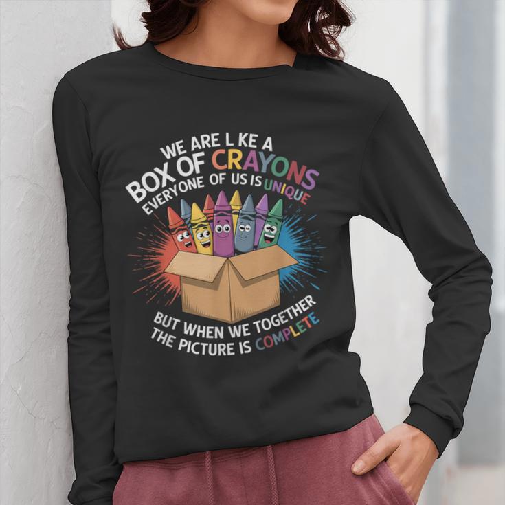 Teacher We Are Like a Box Of Crayons Women Long Sleeve T-Shirt, funny design
