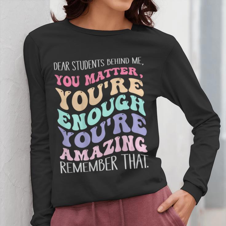 Teacher Dear Students Behind Me 1st Day Of School On Back Women Long Sleeve T-Shirt, funny design Teacher Dear Students Behind Me 1st Day Of School On Back Women Long Sleeve T-Shirt, funny design