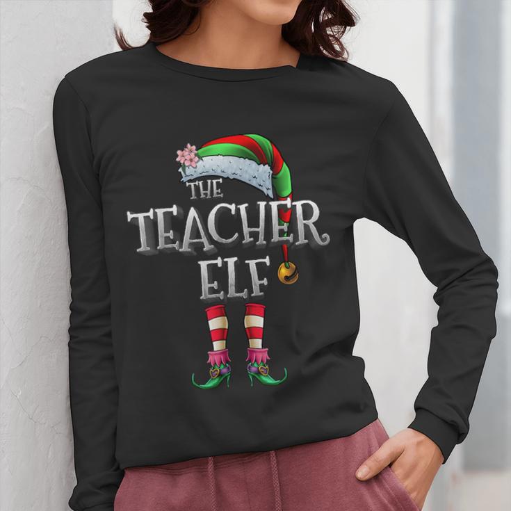 The Teacher Elf Shirt Matching Family Christmas Elf Men Women Kids Women Long Sleeve T-Shirt, funny design