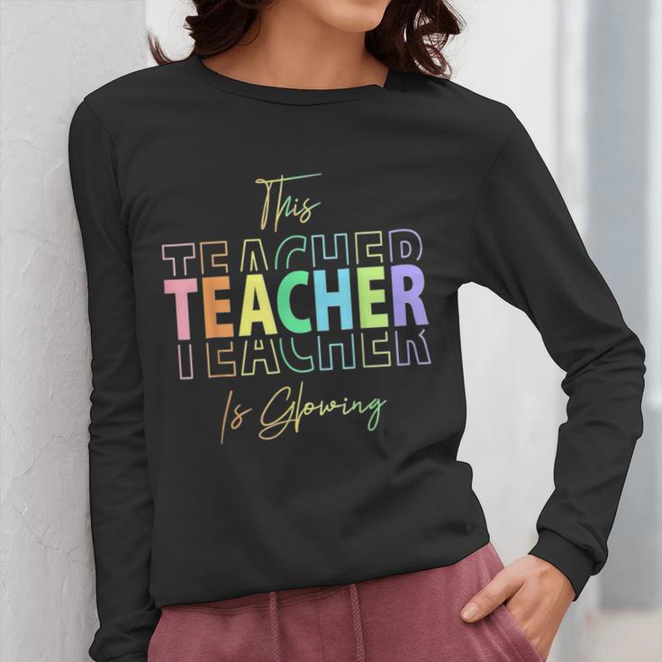 This Teacher Is Glowing Hello Summer End Of School Women Long Sleeve T-Shirt, funny design This Teacher Is Glowing Hello Summer End Of School Women Long Sleeve T-Shirt, funny design