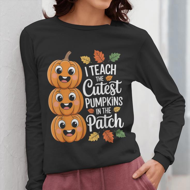Teacher Halloween Tshirts I Teach The Cutest Pumpkins Women Long Sleeve T-Shirt, funny design