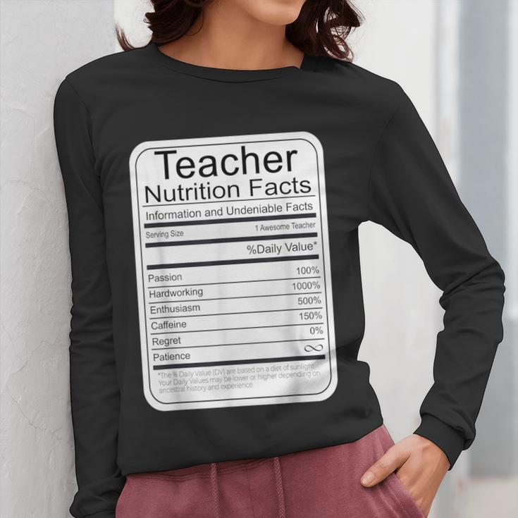 Teacher Nutrition Facts Teachers Nutritional Fact Women Long Sleeve T-Shirt, funny design