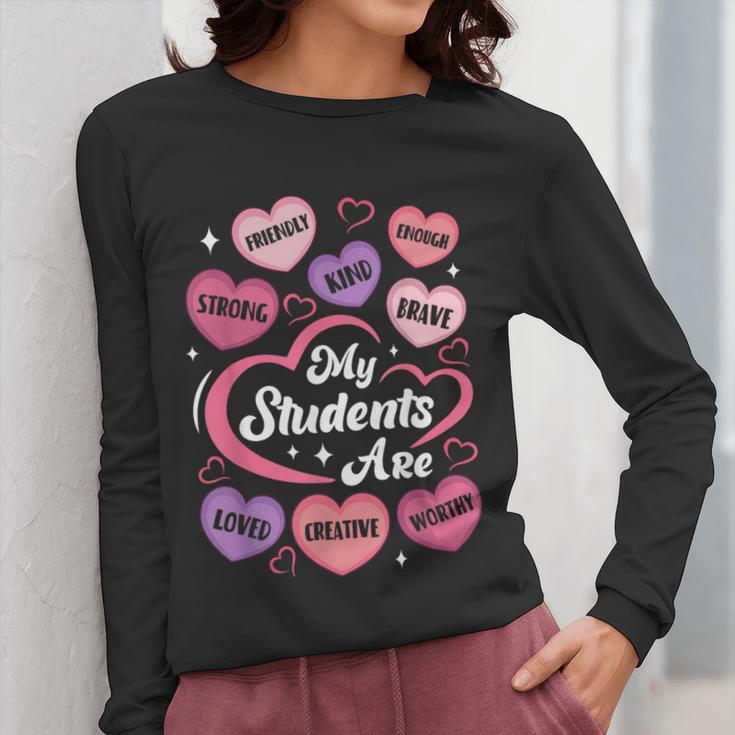 Teacher Positive Affirmations Candy Heart Valentine's Day Women Long Sleeve T-Shirt, funny design Teacher Positive Affirmations Candy Heart Valentine's Day Women Long Sleeve T-Shirt, funny design