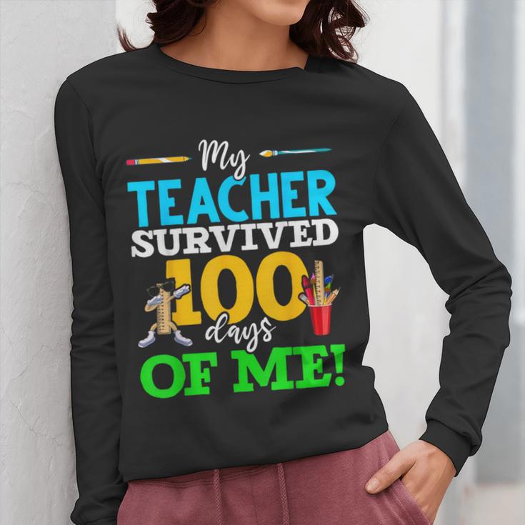 My Teacher Survived 100 Days Of Me Dab 100 Days Of School For Men Women Kids Women Long Sleeve T-Shirt, funny design My Teacher Survived 100 Days Of Me Dab 100 Days Of School For Men Women Kids Women Long Sleeve T-Shirt, funny design