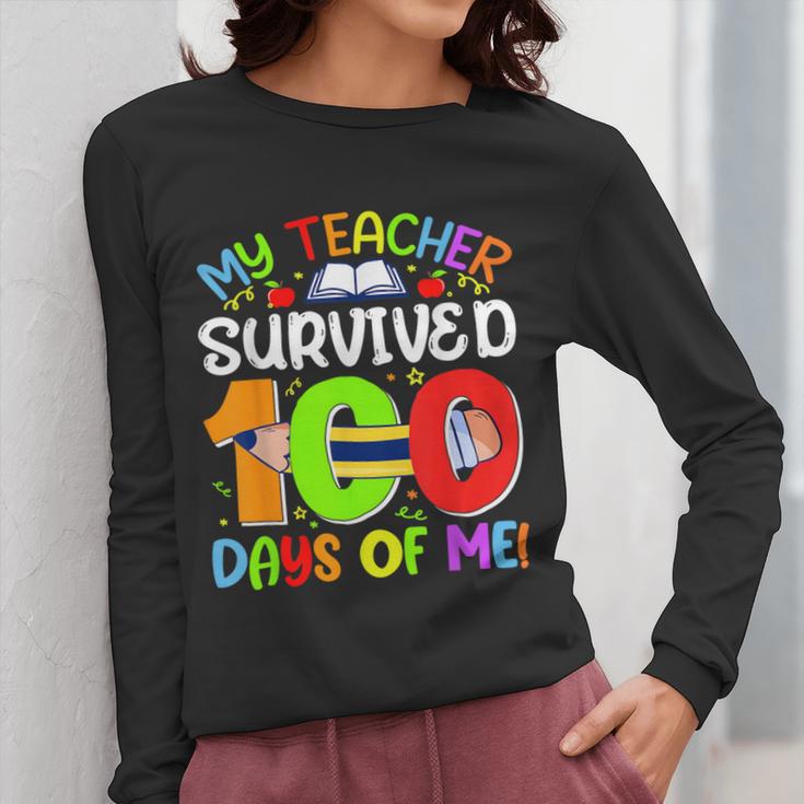My Teacher Survived 100 Days Of Me 100 Days Of School Women Long Sleeve T-Shirt, funny design