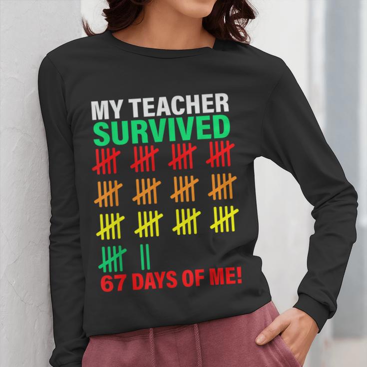 My Teacher Survived 67 Days Of Me School Kids Costume Women Long Sleeve T-Shirt, funny design My Teacher Survived 67 Days Of Me School Kids Costume Women Long Sleeve T-Shirt, funny design