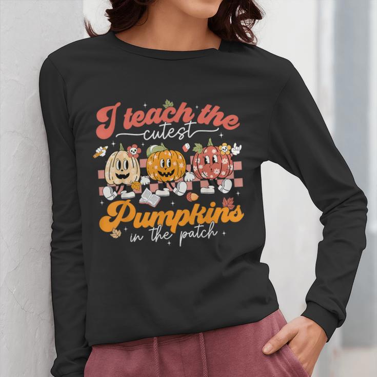 Teacher I Teach The Cutest Pumpkins In The Patch Fall Autumn Women Long Sleeve T-Shirt, funny design Teacher I Teach The Cutest Pumpkins In The Patch Fall Autumn Women Long Sleeve T-Shirt, funny design