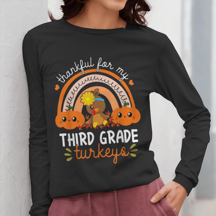 Teacher Thanksgiving Thankful For My Third Grade Turkeys Women Long Sleeve T-Shirt, funny design