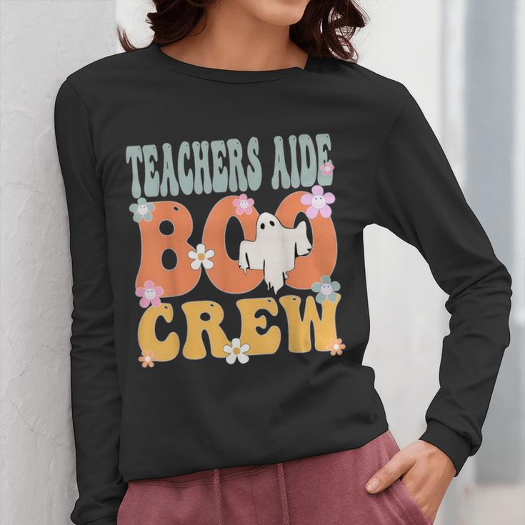 Teachers Aide Boo Crew Ghost Groovy Halloween For Women Women Long Sleeve T-Shirt, funny design Teachers Aide Boo Crew Ghost Groovy Halloween For Women Women Long Sleeve T-Shirt, funny design