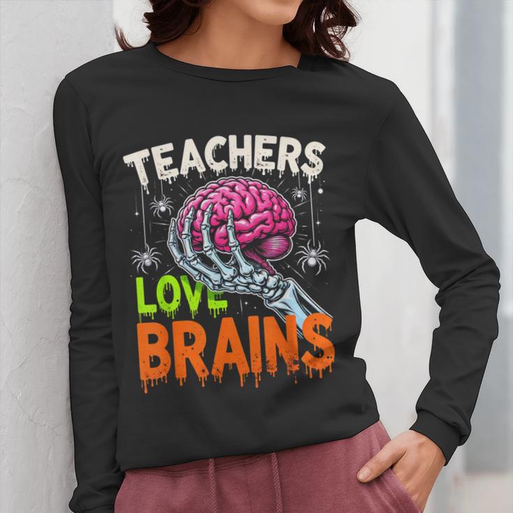 Teachers Love Brains Halloween 2025 Skeleton Costume Women Long Sleeve T-Shirt, funny design Teachers Love Brains Halloween 2025 Skeleton Costume Women Long Sleeve T-Shirt, funny design