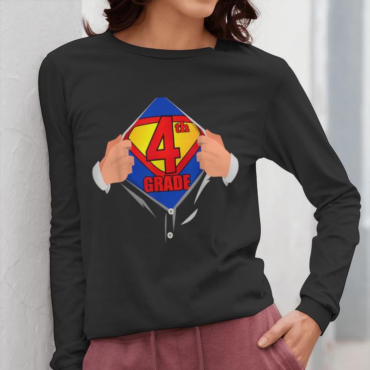 Teachers Are Superheroes 4th Grade Super Teacher Staff Men Women Women Long Sleeve T-Shirt, Super Teacher Gifts, 4th Grade Teacher Gifts, funny design