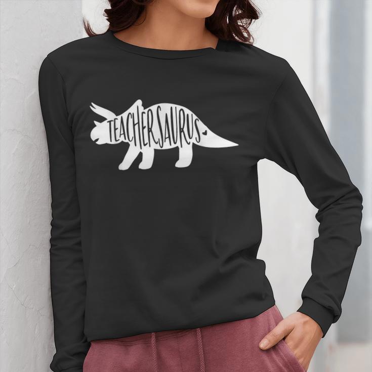 Teachersaurus Like A Normal Teacher Awesome Dinosaur Teacher Men Women Girls Kids Women Long Sleeve T-Shirt, funny design
