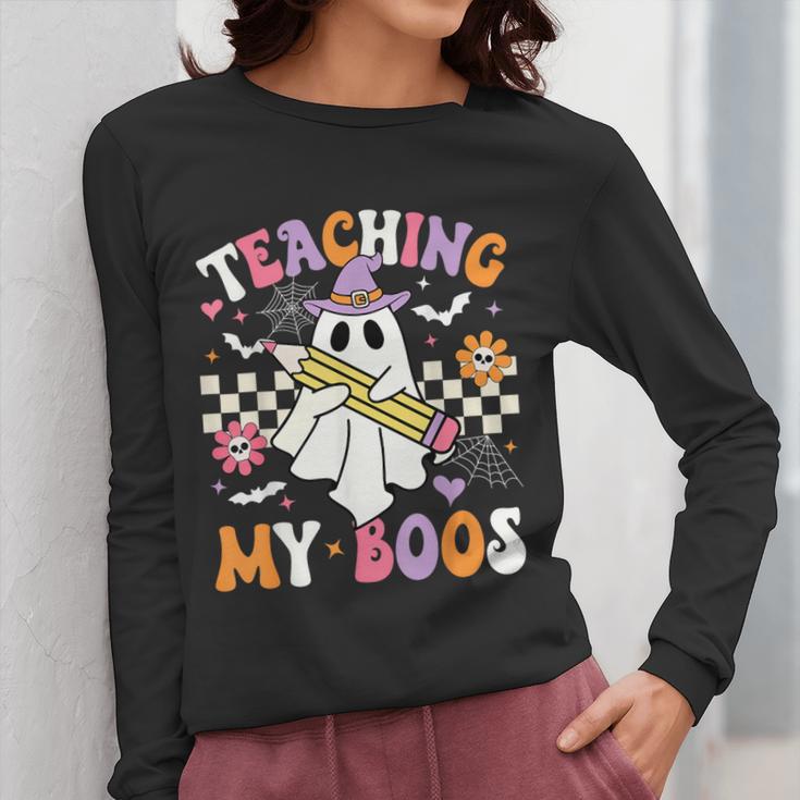 Teaching My Boos Ghost Teacher Cute Groovy Halloween Teacher Women Long Sleeve T-Shirt, Groovy Teacher Gifts, funny design Teaching My Boos Ghost Teacher Cute Groovy Halloween Teacher Women Long Sleeve T-Shirt, Groovy Teacher Gifts, funny design
