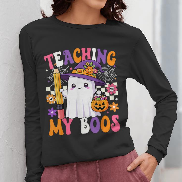 Teaching My Boos Ghost Teacher Cute Pencil Halloween Teacher Women Long Sleeve T-Shirt, funny design Teaching My Boos Ghost Teacher Cute Pencil Halloween Teacher Women Long Sleeve T-Shirt, funny design