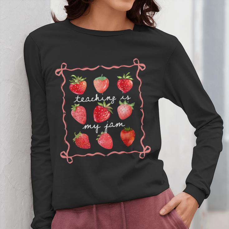 Teaching Is My Jam Strawberry Kinder Team Teacher Women Long Sleeve T-Shirt, funny design Teaching Is My Jam Strawberry Kinder Team Teacher Women Long Sleeve T-Shirt, funny design