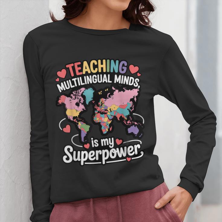 Teaching Multilingual Minds Learners English ESL Teacher Women Long Sleeve T-Shirt, Esl Teacher Gifts, English Teacher Gifts, funny design Teaching Multilingual Minds Learners English ESL Teacher Women Long Sleeve T-Shirt, Esl Teacher Gifts, English Teacher Gifts, funny design