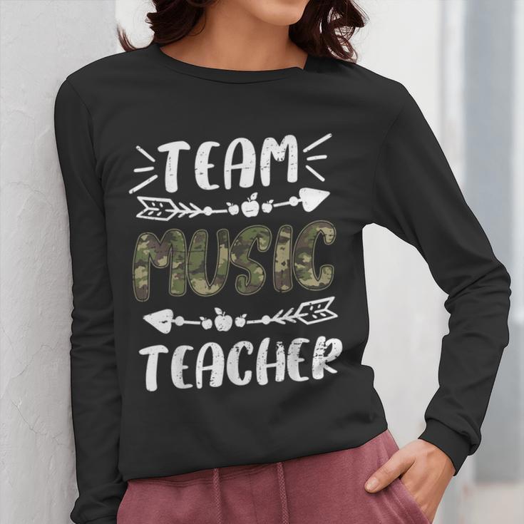 Team Music Teacher Camo Teacher Student Back To School Women Long Sleeve T-Shirt, funny design Team Music Teacher Camo Teacher Student Back To School Women Long Sleeve T-Shirt, funny design