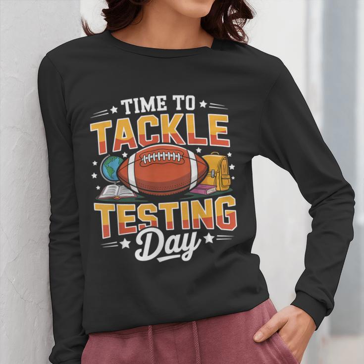 Test Day State Football Tackle Testing Day Sports Teacher Women Long Sleeve T-Shirt, funny design
