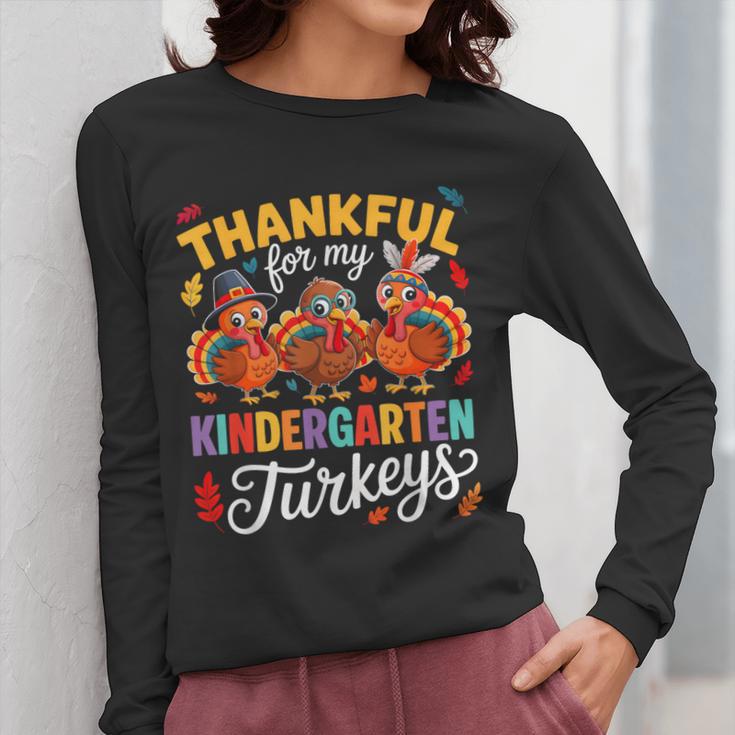 Thankful For My Kindergarten Turkeys Thanksgiving Teacher Women Long Sleeve T-Shirt, funny design Thankful For My Kindergarten Turkeys Thanksgiving Teacher Women Long Sleeve T-Shirt, funny design