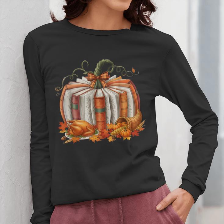 Thanksgiving Book Pumpkin Reading Teachers Fall Lovers Boys Women Long Sleeve T-Shirt, funny design Thanksgiving Book Pumpkin Reading Teachers Fall Lovers Boys Women Long Sleeve T-Shirt, funny design