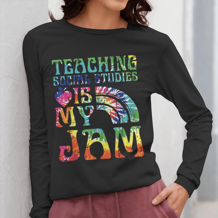 Tie Dye Teaching Social Studies Is My Jam Sunglasses Teacher Women Long Sleeve T-Shirt, funny design Tie Dye Teaching Social Studies Is My Jam Sunglasses Teacher Women Long Sleeve T-Shirt, funny design