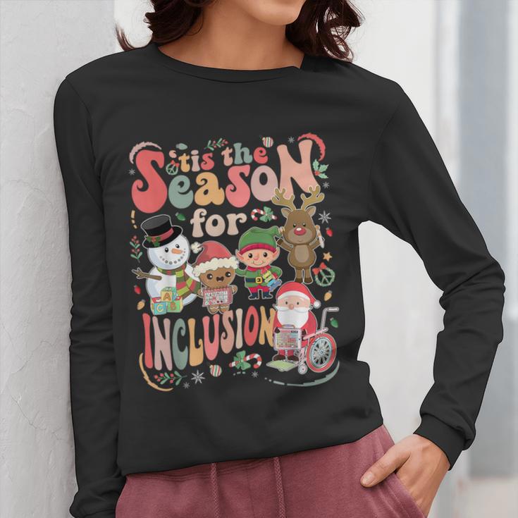 Tis The Season For Inclusion Christmas Sped Teacher Women Long Sleeve T-Shirt, funny design