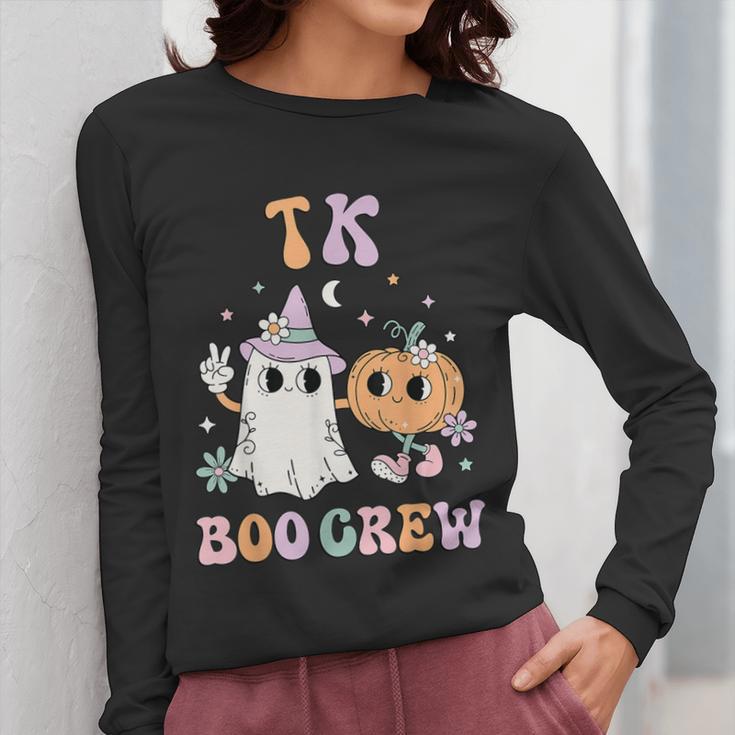 TK Boo Crew Retro Groovy Halloween Floral Ghost TK Teacher Men Women Kids Women Long Sleeve T-Shirt, Groovy Teacher Gifts, funny design