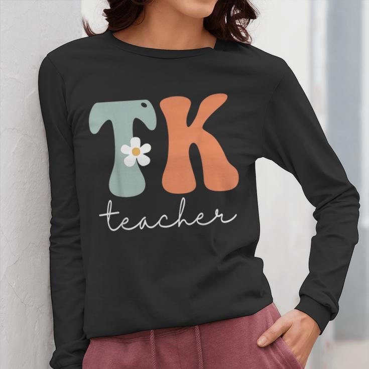 TK Teacher Retro Groovy Vintage Happy First Day Of School Women Long Sleeve T-Shirt, Groovy Teacher Gifts, funny design
