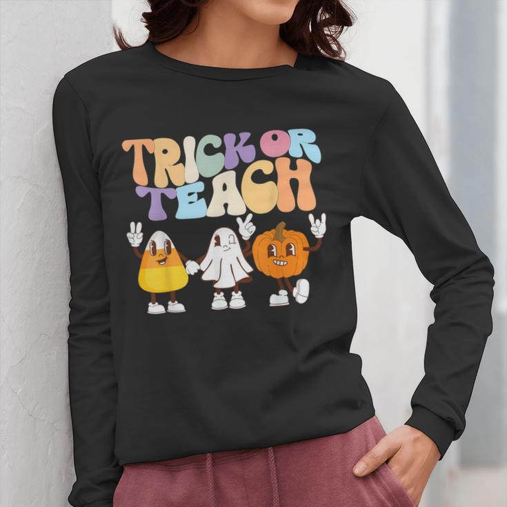 Trick Or Teach Cute Halloween Teacher Women Long Sleeve T-Shirt, funny design Trick Or Teach Cute Halloween Teacher Women Long Sleeve T-Shirt, funny design