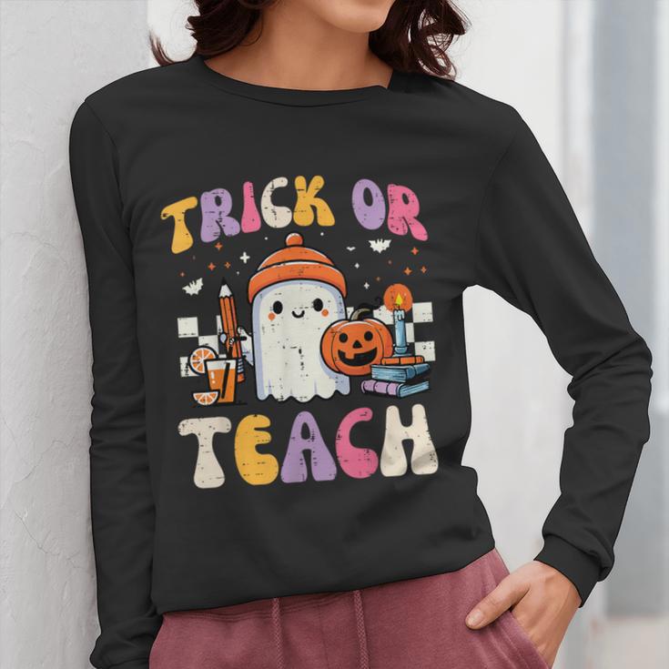 Trick Or Teach Ghost Teacher School Halloween Men Women Women Long Sleeve T-Shirt, funny design Trick Or Teach Ghost Teacher School Halloween Men Women Women Long Sleeve T-Shirt, funny design