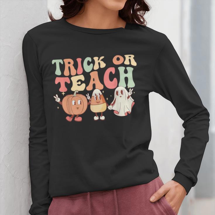 Trick Or Teach Pumpkin Candy Corn Ghost Halloween Teacher Women Long Sleeve T-Shirt, funny design Trick Or Teach Pumpkin Candy Corn Ghost Halloween Teacher Women Long Sleeve T-Shirt, funny design
