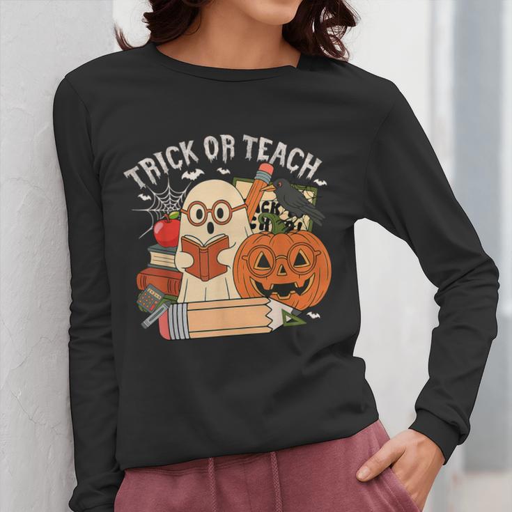 Trick Or Teach Retro Halloween Teacher Women Men Costume Women Long Sleeve T-Shirt, funny design Trick Or Teach Retro Halloween Teacher Women Men Costume Women Long Sleeve T-Shirt, funny design