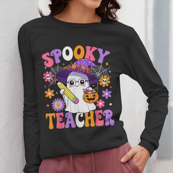 Trick Or Teach Spooky Teacher Ghost Halloween Teacher Women Long Sleeve T-Shirt, funny design Trick Or Teach Spooky Teacher Ghost Halloween Teacher Women Long Sleeve T-Shirt, funny design