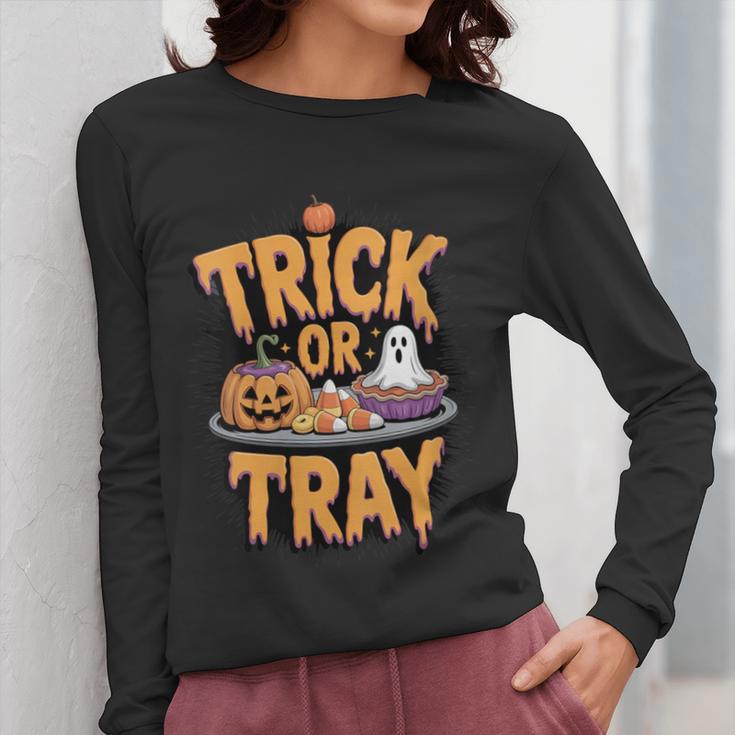 Trick Or Tray Halloween Cafeteria Teacher School Women Long Sleeve T-Shirt, funny design Trick Or Tray Halloween Cafeteria Teacher School Women Long Sleeve T-Shirt, funny design