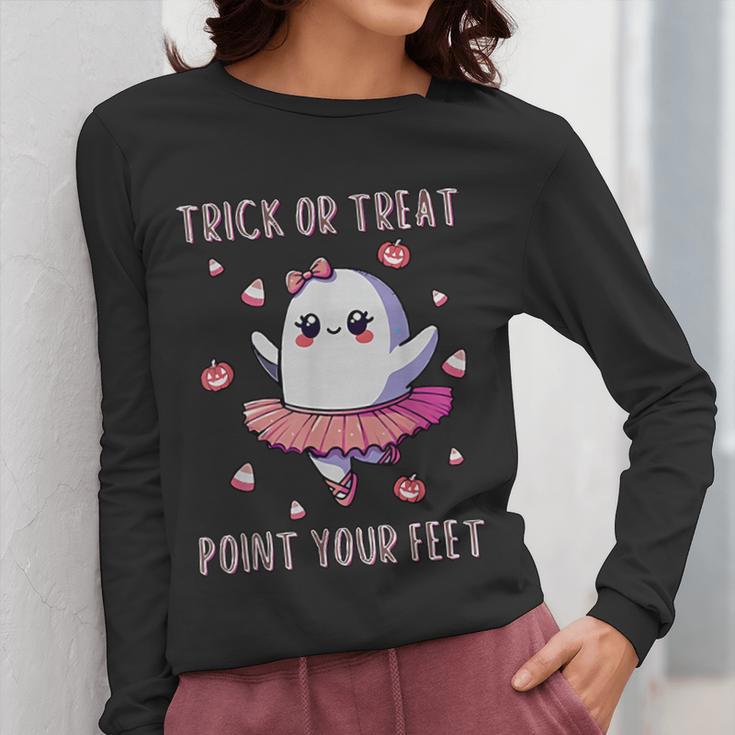 Trick Or Treat Point Your Feet Halloween Ghost Dance Teacher Women Long Sleeve T-Shirt, funny design Trick Or Treat Point Your Feet Halloween Ghost Dance Teacher Women Long Sleeve T-Shirt, funny design
