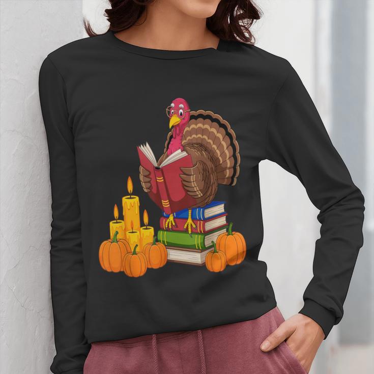 Turkey Reading Books Fall Thanksgiving Teacher Book Women Long Sleeve T-Shirt, funny design Turkey Reading Books Fall Thanksgiving Teacher Book Women Long Sleeve T-Shirt, funny design