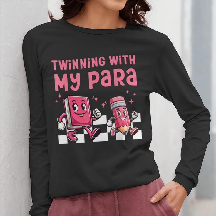 Twinning With My Para Teacher Matching Paraprofessional 70s For Men Women Women Long Sleeve T-Shirt, funny design