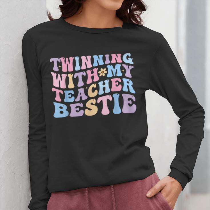 Twinning With My Teacher Bestie Teaching Partner Women Long Sleeve T-Shirt, funny design Twinning With My Teacher Bestie Teaching Partner Women Long Sleeve T-Shirt, funny design