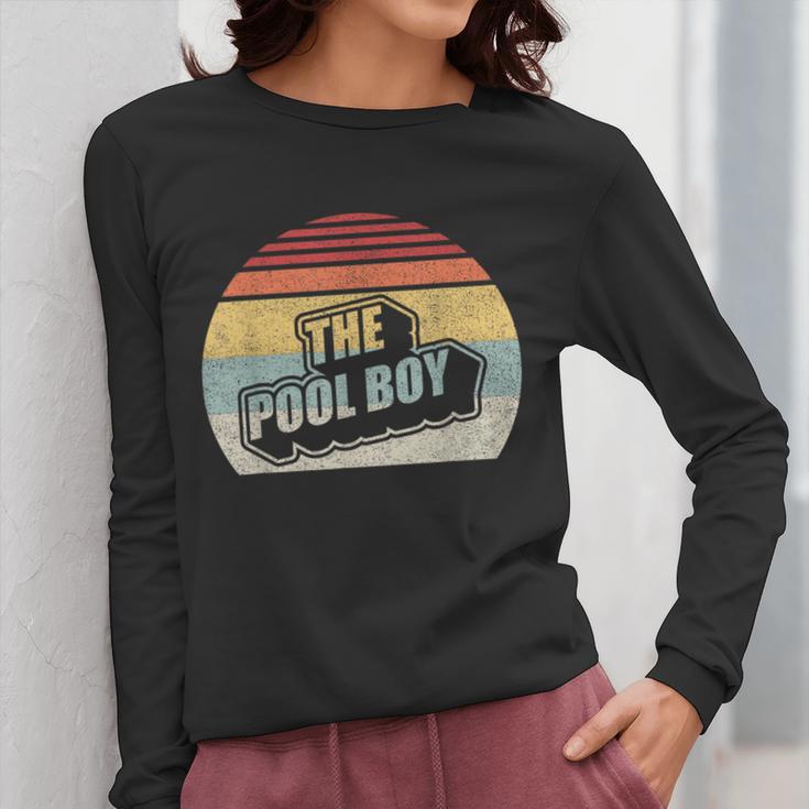 Vintage Retro The Pool Boy Women Long Sleeve T-Shirt, funny design