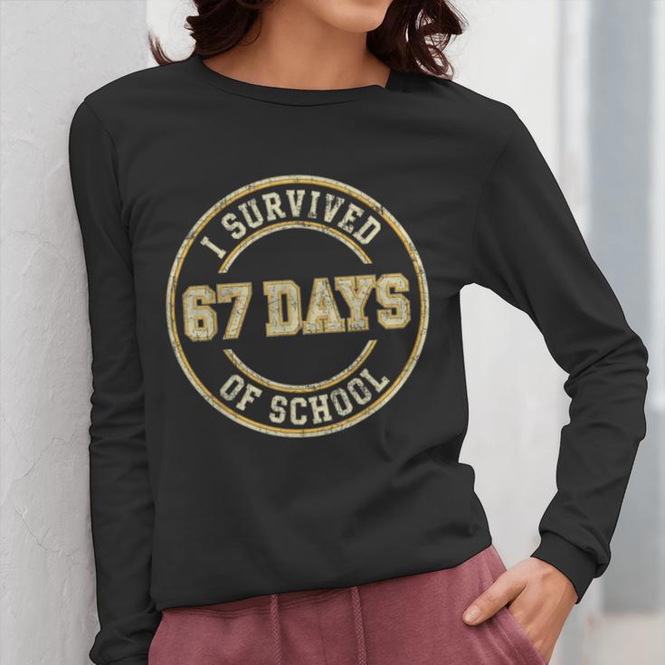 Vintage I Survived 67 Days Of School Teachers Students Women Long Sleeve T-Shirt, funny design Vintage I Survived 67 Days Of School Teachers Students Women Long Sleeve T-Shirt, funny design