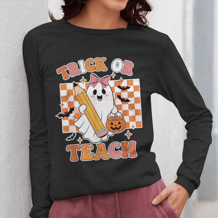 Vintage Teacher Shirt Women Trick Or Teach Halloween Women Long Sleeve T-Shirt, funny design Vintage Teacher Shirt Women Trick Or Teach Halloween Women Long Sleeve T-Shirt, funny design