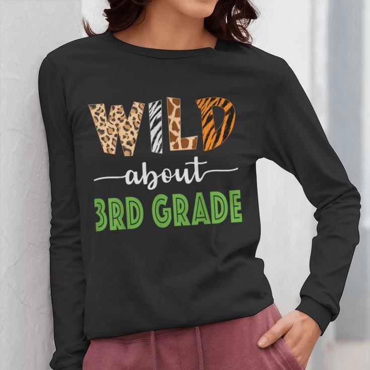 Wild About 3rd Grade Teacher Student Third Grade Zoo Safari Men Women Girls Kids Women Long Sleeve T-Shirt, funny design