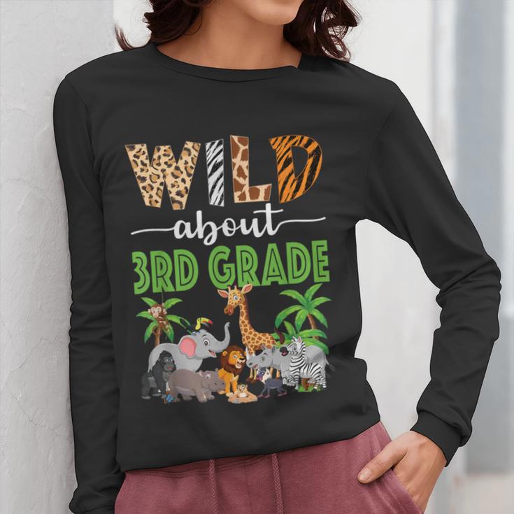 Wild About 3rd Grade Teacher Student Third Grade Zoo Safari Women Long Sleeve T-Shirt, funny design