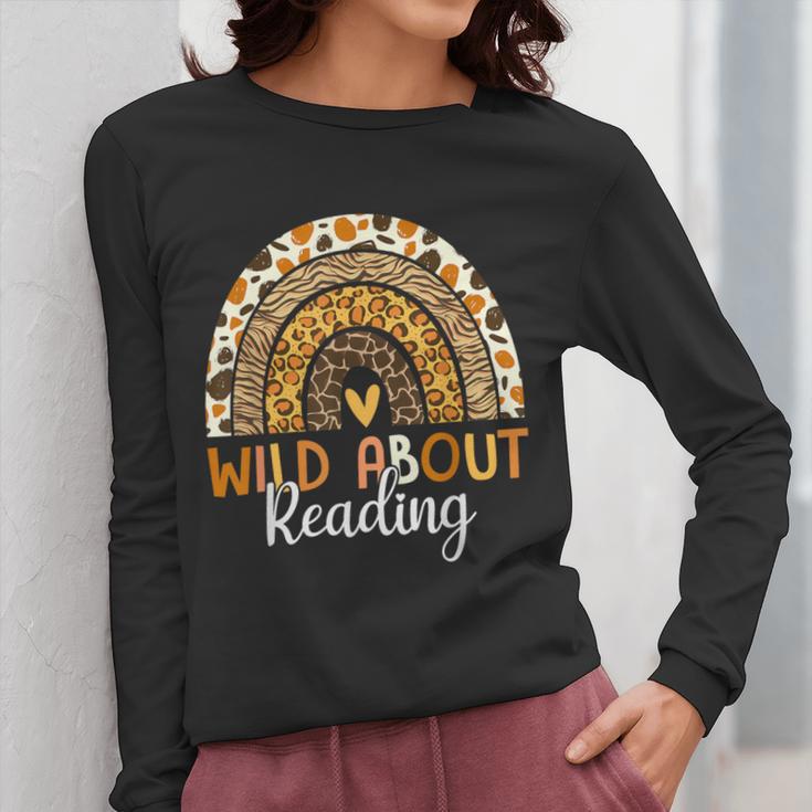 Wild About Reading Teacher Back To School Leopard Rainbow Women Long Sleeve T-Shirt, funny design