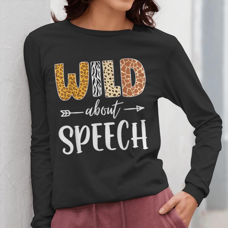 Wild About Speech SLP Leopard Teacher Back To School Kids Women Long Sleeve T-Shirt, funny design