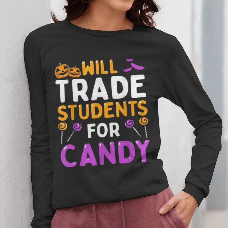 Will Trade Students For Candy Cute Halloween Costume Teacher For Men Women Kids Women Long Sleeve T-Shirt, funny design Will Trade Students For Candy Cute Halloween Costume Teacher For Men Women Kids Women Long Sleeve T-Shirt, funny design