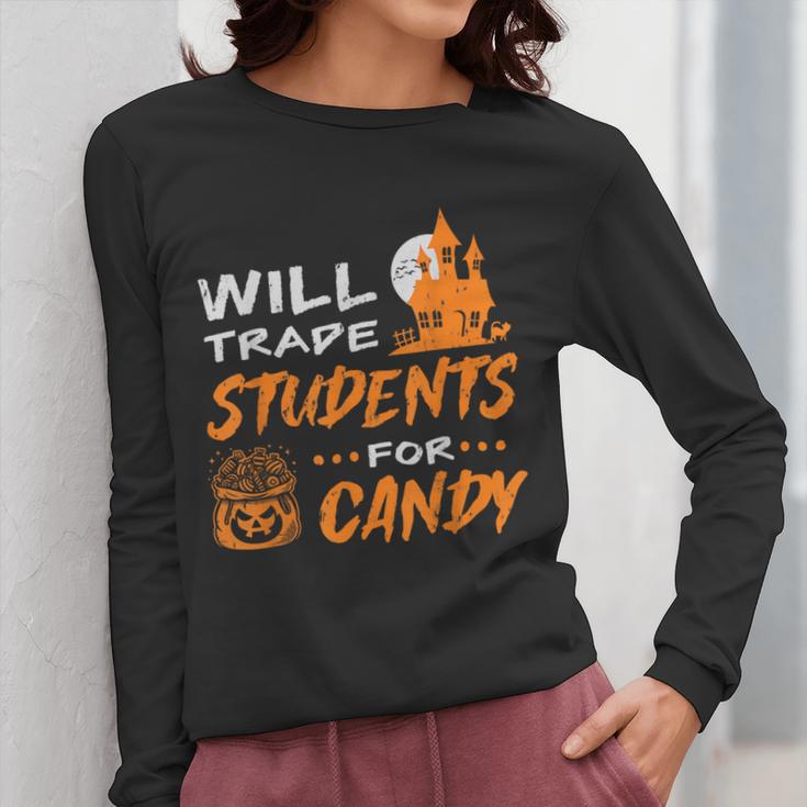 Will Trade Students For Candy Halloween Costume Teacher Women Long Sleeve T-Shirt, funny design Will Trade Students For Candy Halloween Costume Teacher Women Long Sleeve T-Shirt, funny design