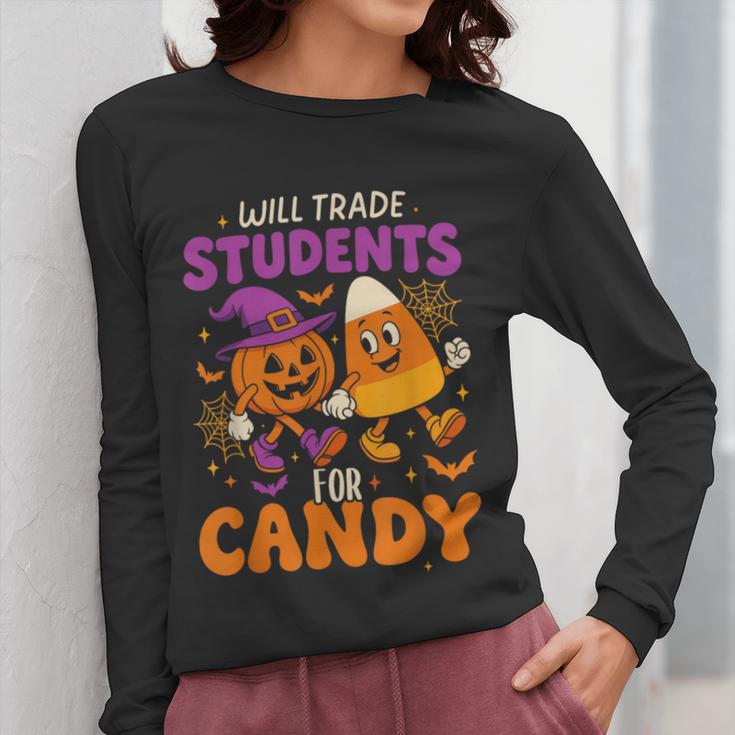 Will Trade Students For Candy Shirt Fun Candy Corn Teacher Women Long Sleeve T-Shirt, funny design Will Trade Students For Candy Shirt Fun Candy Corn Teacher Women Long Sleeve T-Shirt, funny design